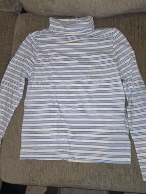 George Girls Blue & White Striped Turtleneck Long Sleeve Top XL